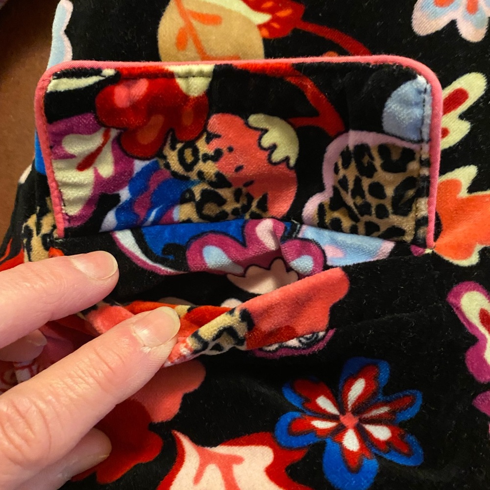 Multicolored Floral Velvet Quilted Peacoat Leopard Details Girls S(5/6) - Picture 7 of 13